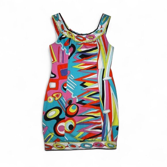 Vintage 90's Pucci Inspired Print Mini Dress Size M - Picture 5 of 7